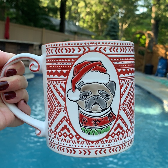 New Pug Holiday ceramic large coffee mug - Picture 3 of 6